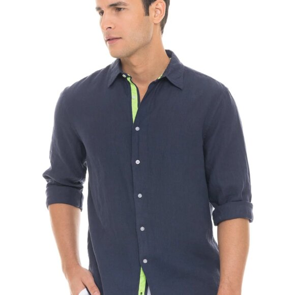 Le Club Original Peter Linen Shirt XL Pink, Aqua and Navy (3) - Picture 5 of 15